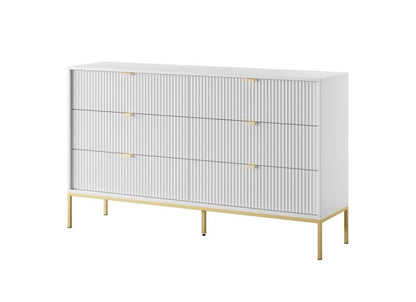 Komoda Almagro 6 Skuffer Rillet Hvid 154 cm