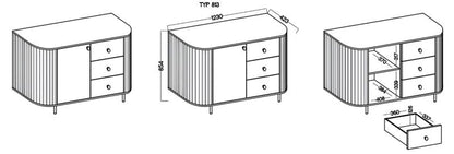Komoda Flana 813 1F3S 123x42x85 cm Dąb Cremona