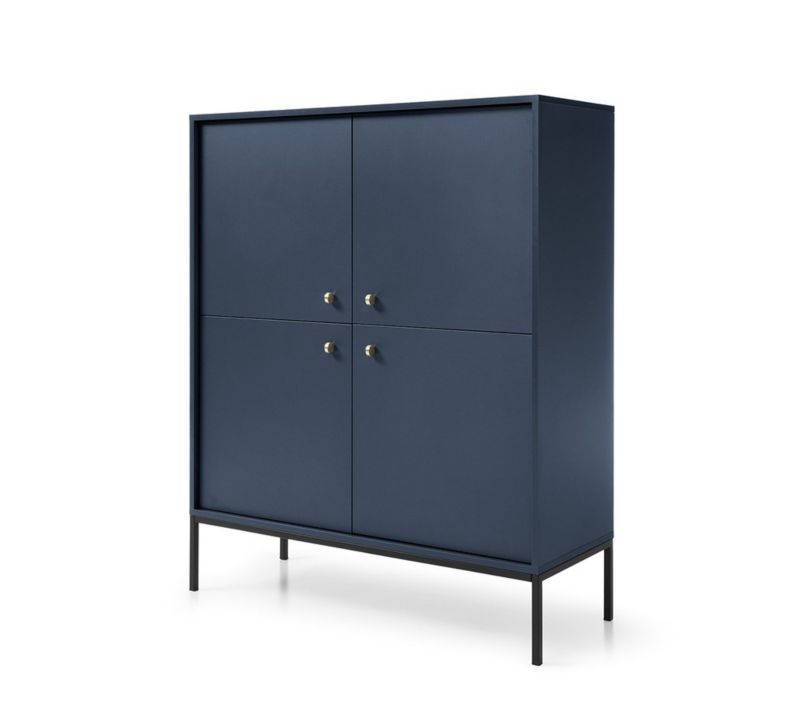 Fire-dørs kommode Bettso Molly 104 cm på sort aluminiumsramme i marineblå, 1 stk.