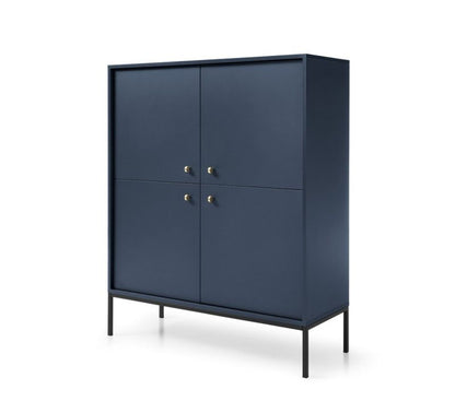 Fire-dørs kommode Bettso Molly 104 cm på sort aluminiumsramme i marineblå, 1 stk.