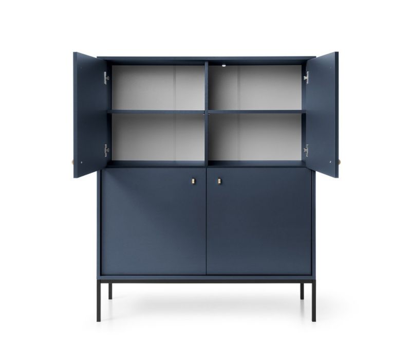 Fire-dørs kommode Bettso Molly 104 cm på sort aluminiumsramme i marineblå, 1 stk.