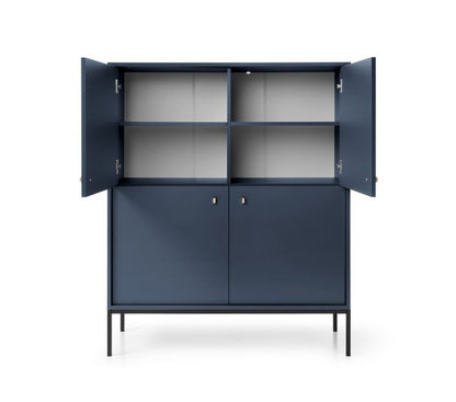 Fire-dørs kommode Bettso Molly 104 cm på sort aluminiumsramme i marineblå, 1 stk.
