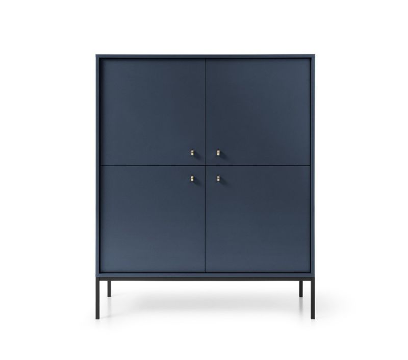 Fire-dørs kommode Bettso Molly 104 cm på sort aluminiumsramme i marineblå, 1 stk.