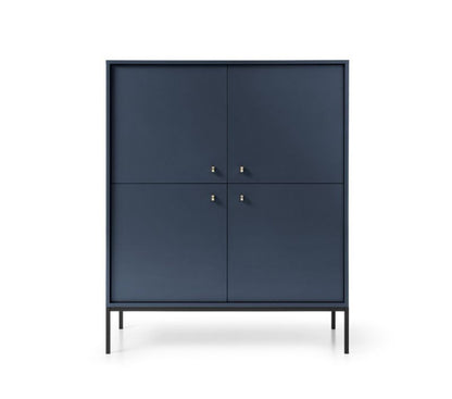 Fire-dørs kommode Bettso Molly 104 cm på sort aluminiumsramme i marineblå, 1 stk.
