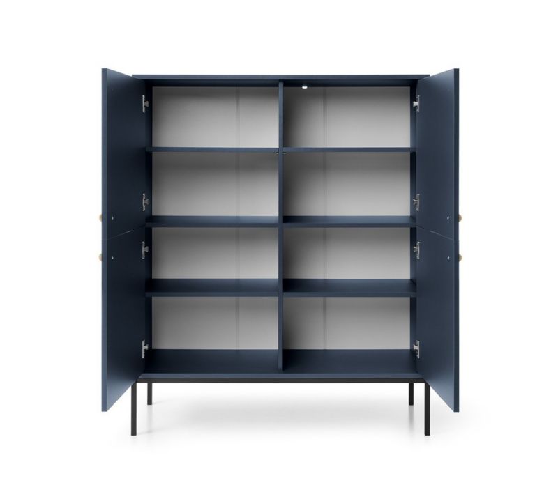 Fire-dørs kommode Bettso Molly 104 cm på sort aluminiumsramme i marineblå, 1 stk.