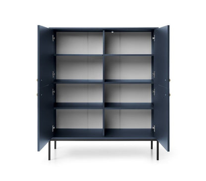 Fire-dørs kommode Bettso Molly 104 cm på sort aluminiumsramme i marineblå, 1 stk.