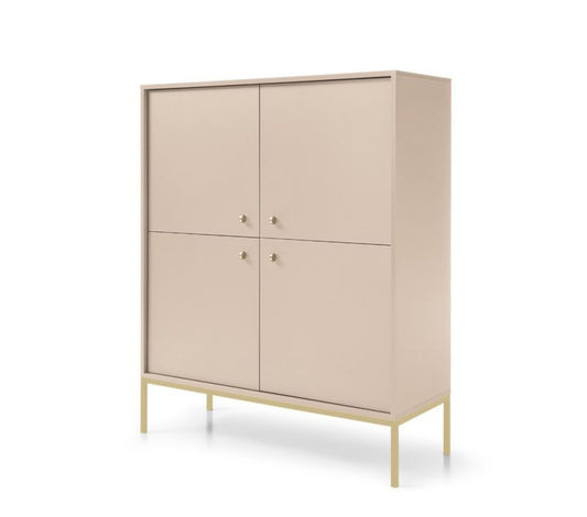 Fire-dørs kommode Bettso Molly 104 cm på guldfarvet aluminiumsramme i beige, 1 stk.