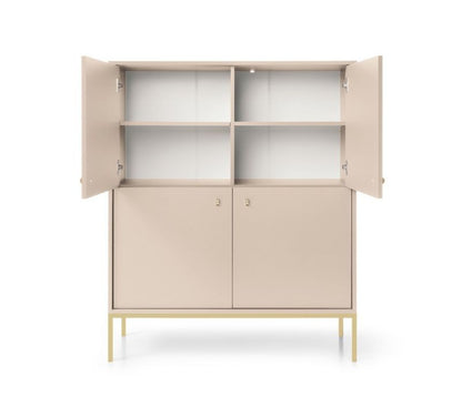 Fire-dørs kommode Bettso Molly 104 cm på guldfarvet aluminiumsramme i beige, 1 stk.