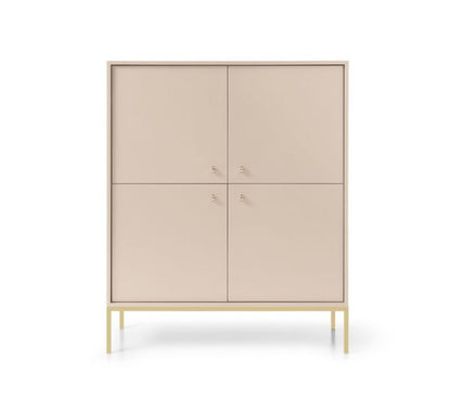 Fire-dørs kommode Bettso Molly 104 cm på guldfarvet aluminiumsramme i beige, 1 stk.