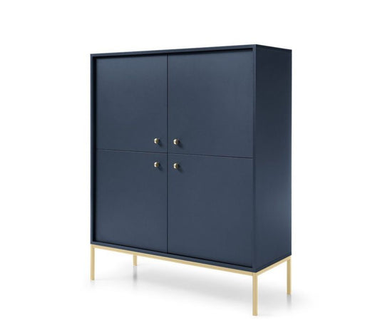 Fire-dørs kommode Bettso Molly 104 cm på guldfarvet aluminiumsramme i marineblå, 1 stk.