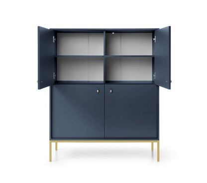 Fire-dørs kommode Bettso Molly 104 cm på guldfarvet aluminiumsramme i marineblå, 1 stk.