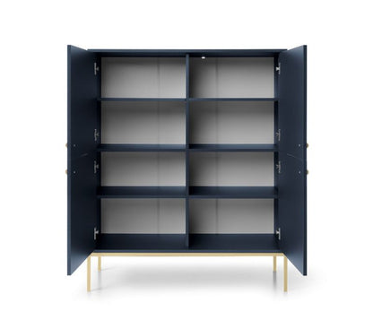 Fire-dørs kommode Bettso Molly 104 cm på guldfarvet aluminiumsramme i marineblå, 1 stk.