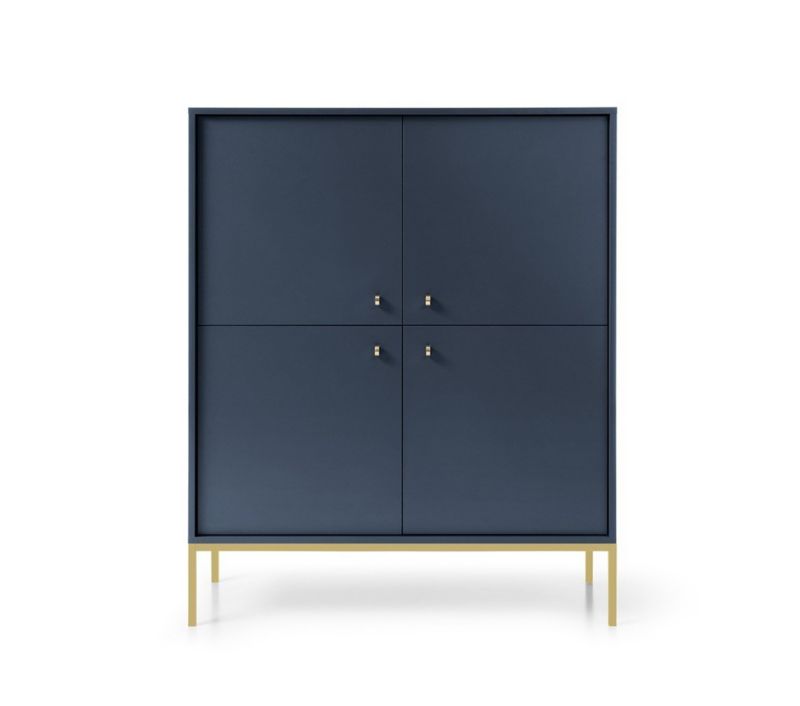 Fire-dørs kommode Bettso Molly 104 cm på guldfarvet aluminiumsramme i marineblå, 1 stk.