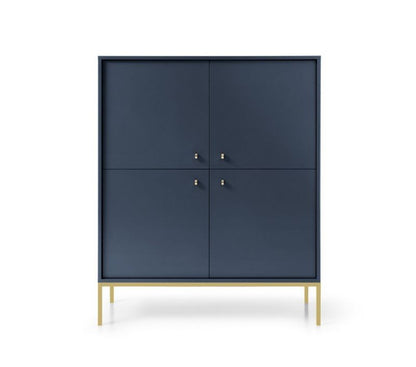 Fire-dørs kommode Bettso Molly 104 cm på guldfarvet aluminiumsramme i marineblå, 1 stk.