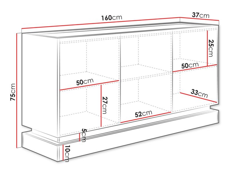 Kommode Zarpant K160 3D 160 cm Ørkensand / Eg Cremona