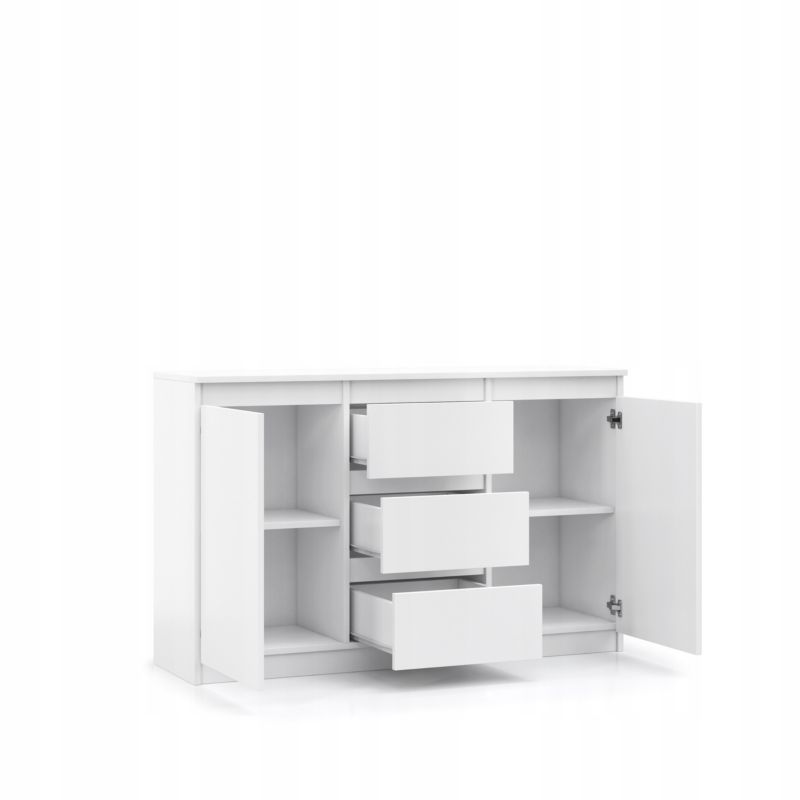 Komoda Natalia 120 cm Hvid 3 Skuffer