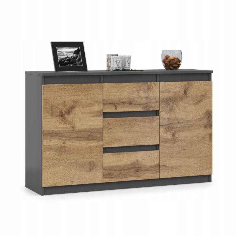 Komoda Natalia 120 cm Grafit Dąb Wotan