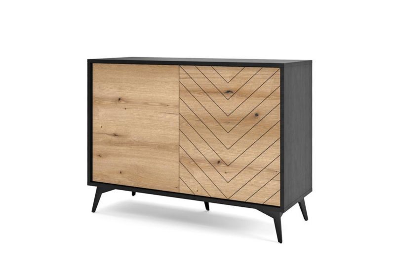 Bettso Diamond to-dørs kommode 104 cm i dąb evoke med mat sort finish, 1 stk.