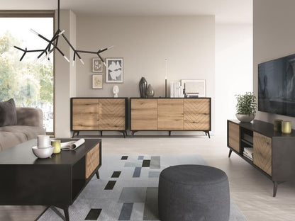 Bettso Diamond to-dørs kommode 104 cm i dąb evoke med mat sort finish, 1 stk.