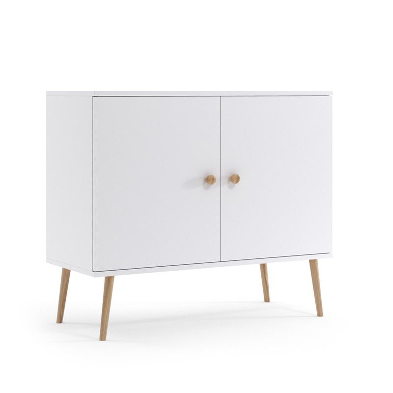 Bettso Ikon to-dørs kommode 100 cm med snorhåndtag på høje ben, hvid, 1 stk.