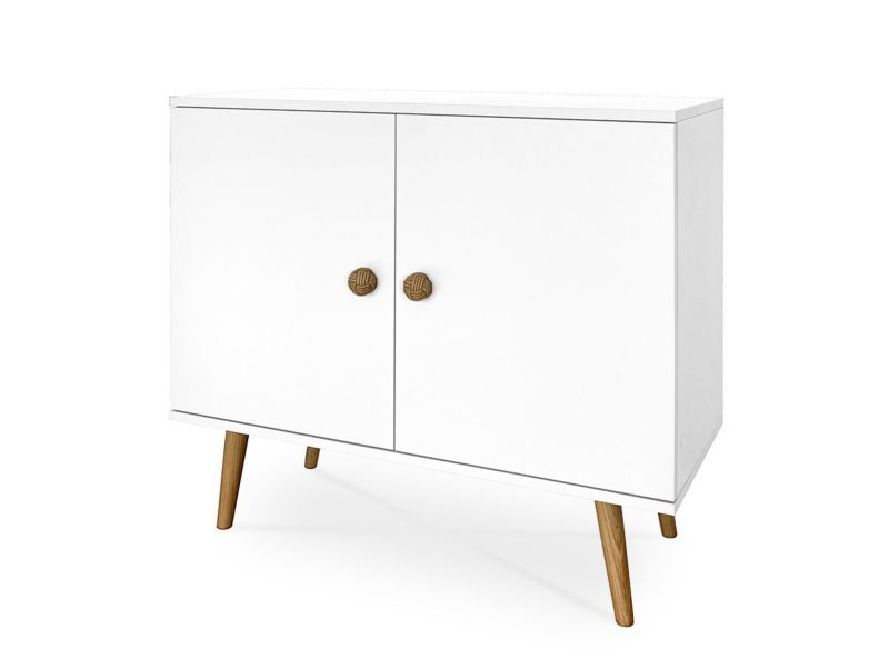 Bettso Ikon to-dørs kommode 100 cm med snorhåndtag på høje ben, hvid, 1 stk.