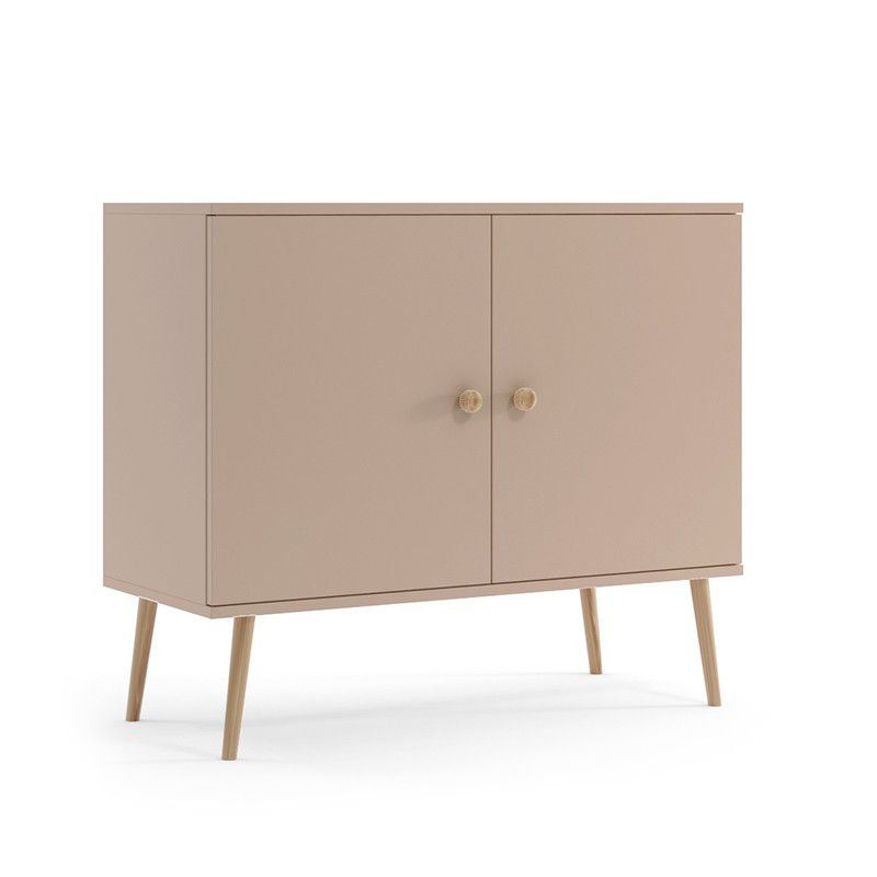 Bettso Ikon 100 cm to-dørs kommode med snorhåndtag på høje ben i macchiato, 1 stk.