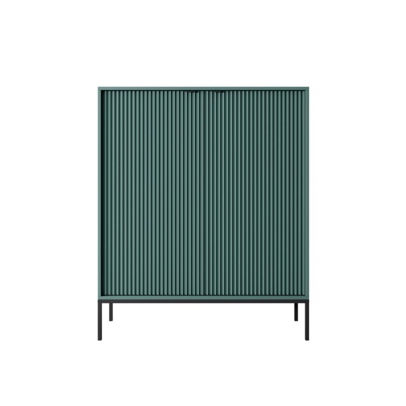 To-dørs kommode Bettso Nova 104 cm høj på sorte ben med sort greb i grøn