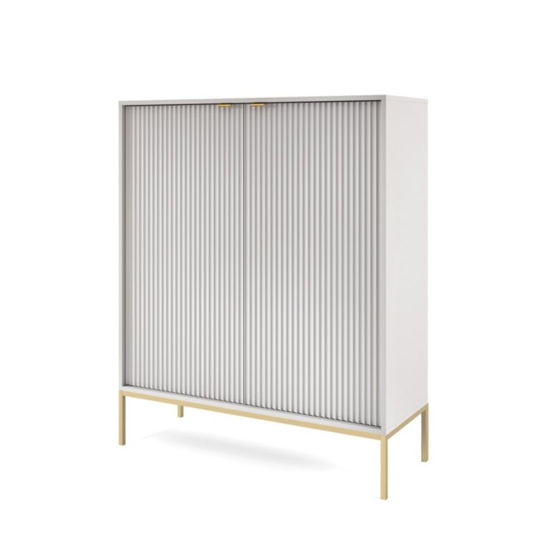 Nova kommode med to døre, 104 cm høj på guldfarvede ben, grå, 1 stk.