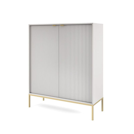 Nova kommode med to døre, 104 cm høj på guldfarvede ben, grå, 1 stk.