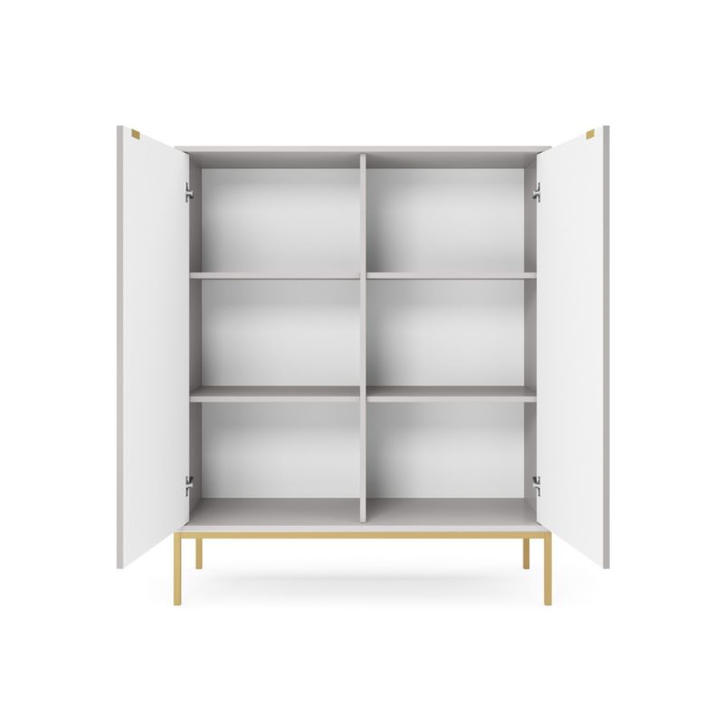 Nova kommode med to døre, 104 cm høj på guldfarvede ben, grå, 1 stk.