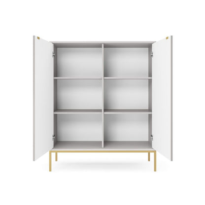 Nova kommode med to døre, 104 cm høj på guldfarvede ben, grå, 1 stk.