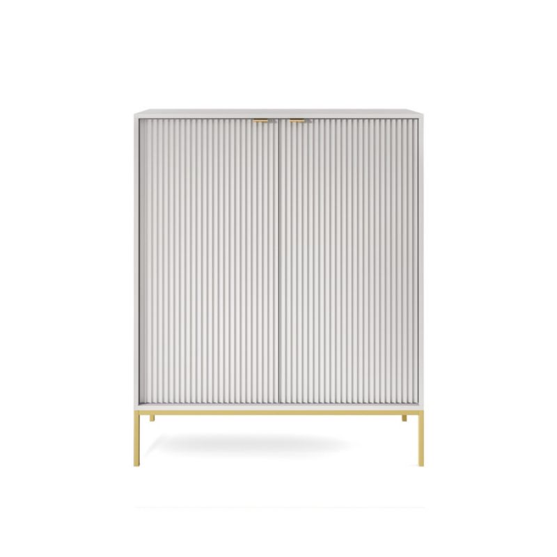 Nova kommode med to døre, 104 cm høj på guldfarvede ben, grå, 1 stk.
