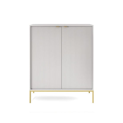 Nova kommode med to døre, 104 cm høj på guldfarvede ben, grå, 1 stk.