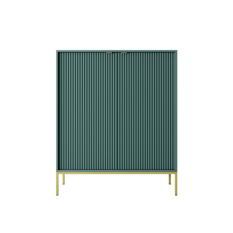 To-dørs kommode Bettso Nova 104 cm høj med gyldne ben og gyldent håndtag i grøn