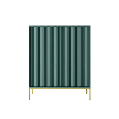To-dørs kommode Bettso Nova 104 cm høj med gyldne ben og gyldent håndtag i grøn