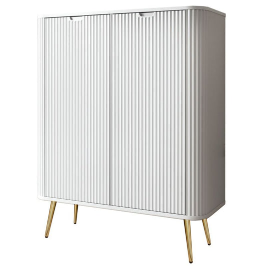 Høj kommode Bettso Zova 103 cm med to døre på guldfarvede ben, hvid, 1 stk.