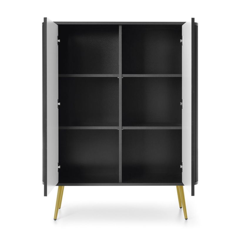 Høj kommode Bettso Zova 103 cm med to døre på gyldne ben i sort, 1 stk.