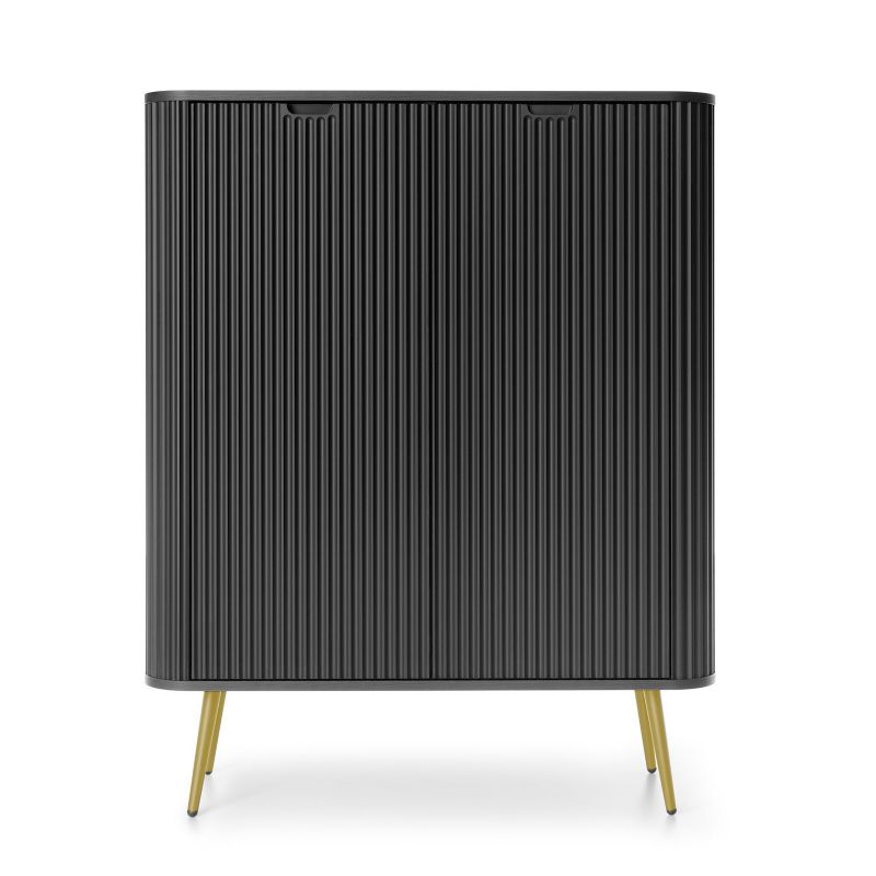 Høj kommode Bettso Zova 103 cm med to døre på gyldne ben i sort, 1 stk.
