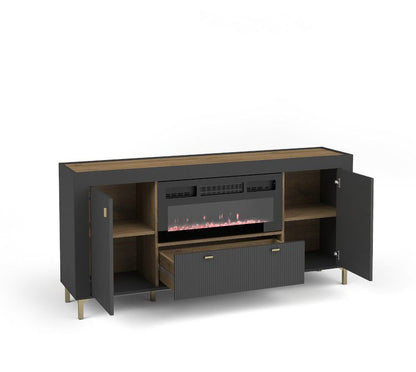 To-dørs kommode med pejs Bettso Mossa sort 1 stk.