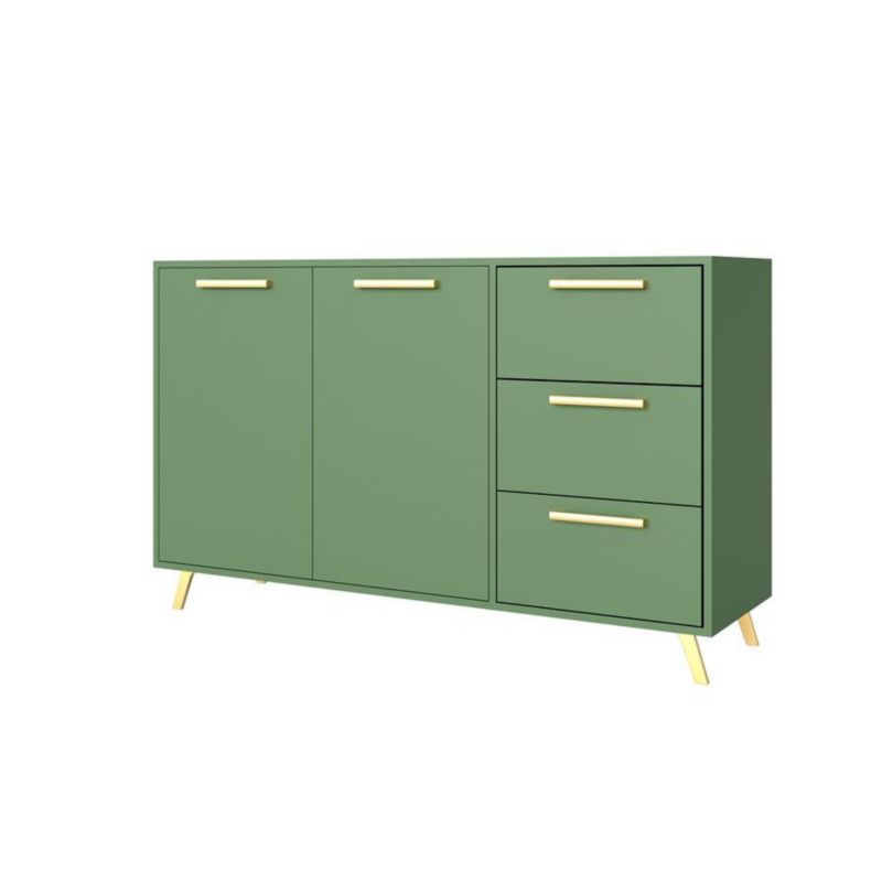 To-dørs kommode med skuffer Bettso Ball i flaskegrøn med gyldne greb, 1 stk.