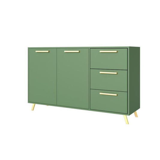 To-dørs kommode med skuffer Bettso Ball i flaskegrøn med gyldne greb, 1 stk.