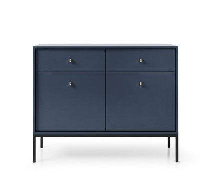 To-dørs kommode med skuffer Bettso Molly 104 cm på sort stel i navyblå, 1 stk.