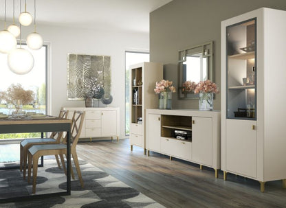 Kommode med to døre og tre skuffer Bettso Mossa 2d3s til stuen i kashmirbeige, 1 stk