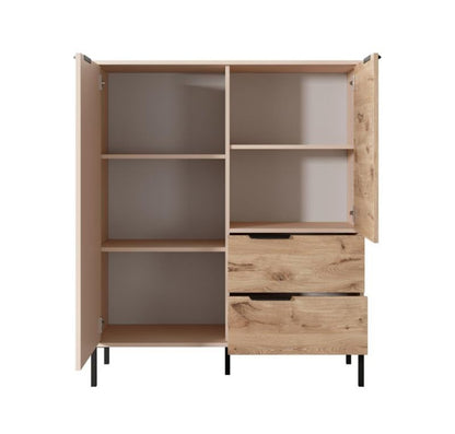 to-dørs kommode med skuffer Bettso Raw 103 cm høj beige viking eg 1 stk.