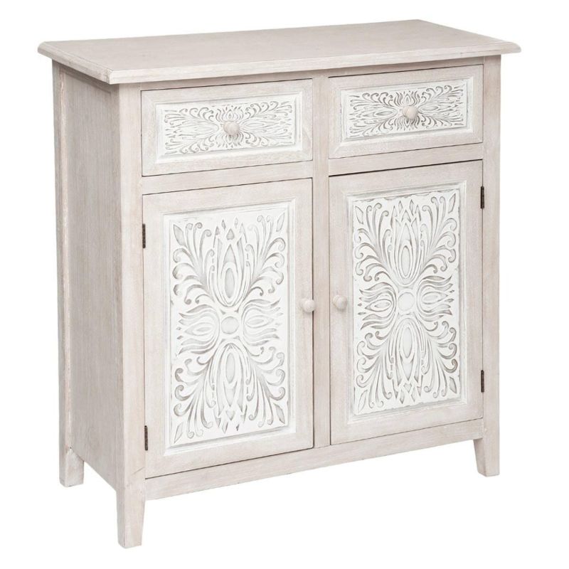 Komoda Hina 80 cm Bælget Front Hvid