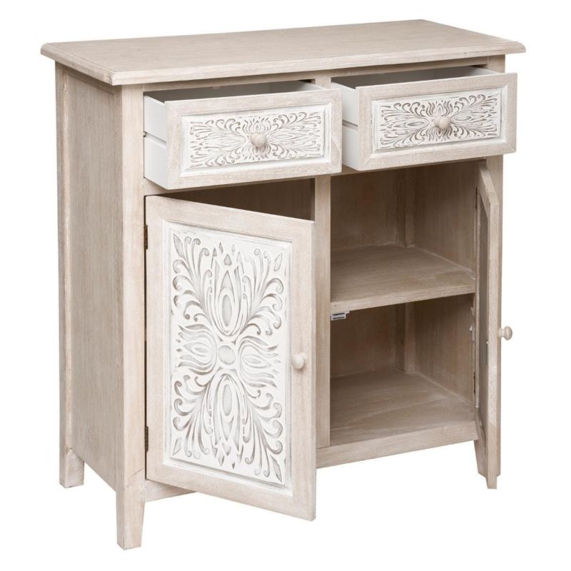 Komoda Hina 80 cm Bælget Front Hvid