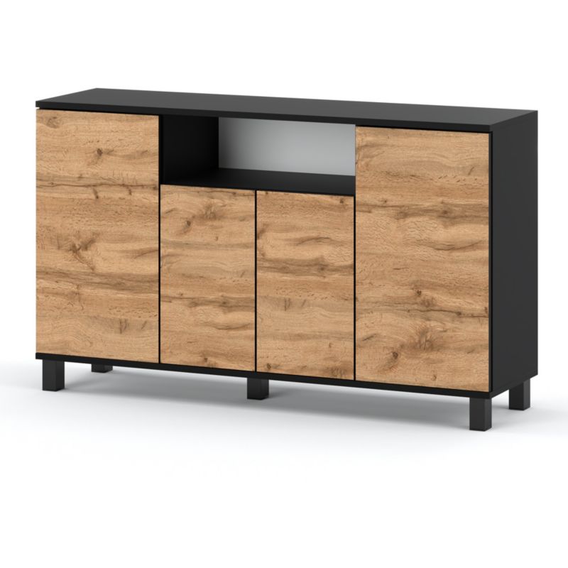 Komoda Bruno 140 cm Sort Mat Eg Wotan 4 Låger