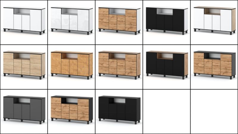 Komoda Bruno 140 cm Sort Mat Eg Wotan 4 Låger