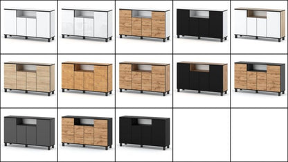 Komoda Bruno 140 cm Sort Mat Eg Wotan 4 Låger