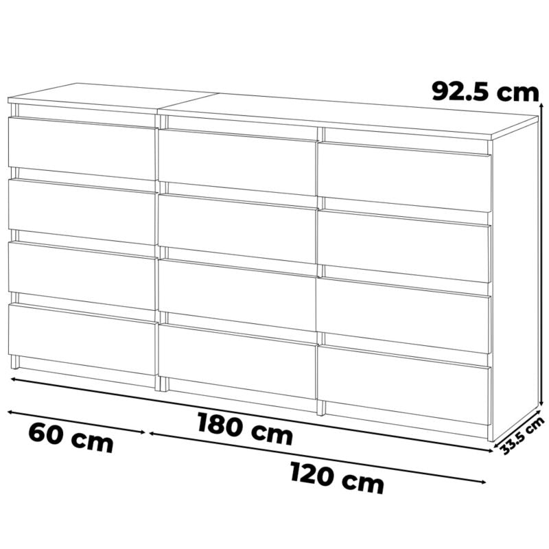 Komodesæt Hugo 84 180 cm Mat Grå